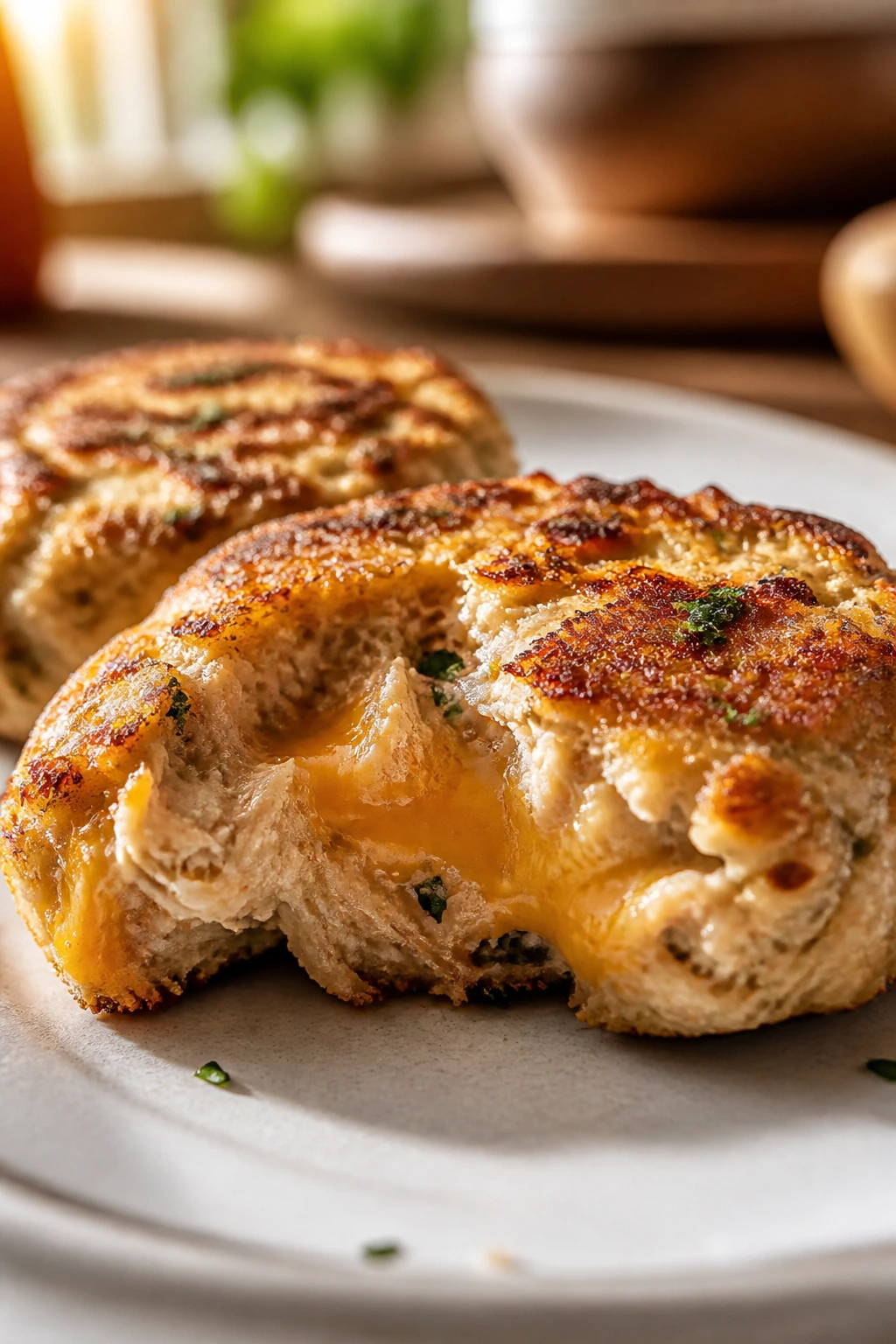 Tuna melt patty with cheddar melted inside
