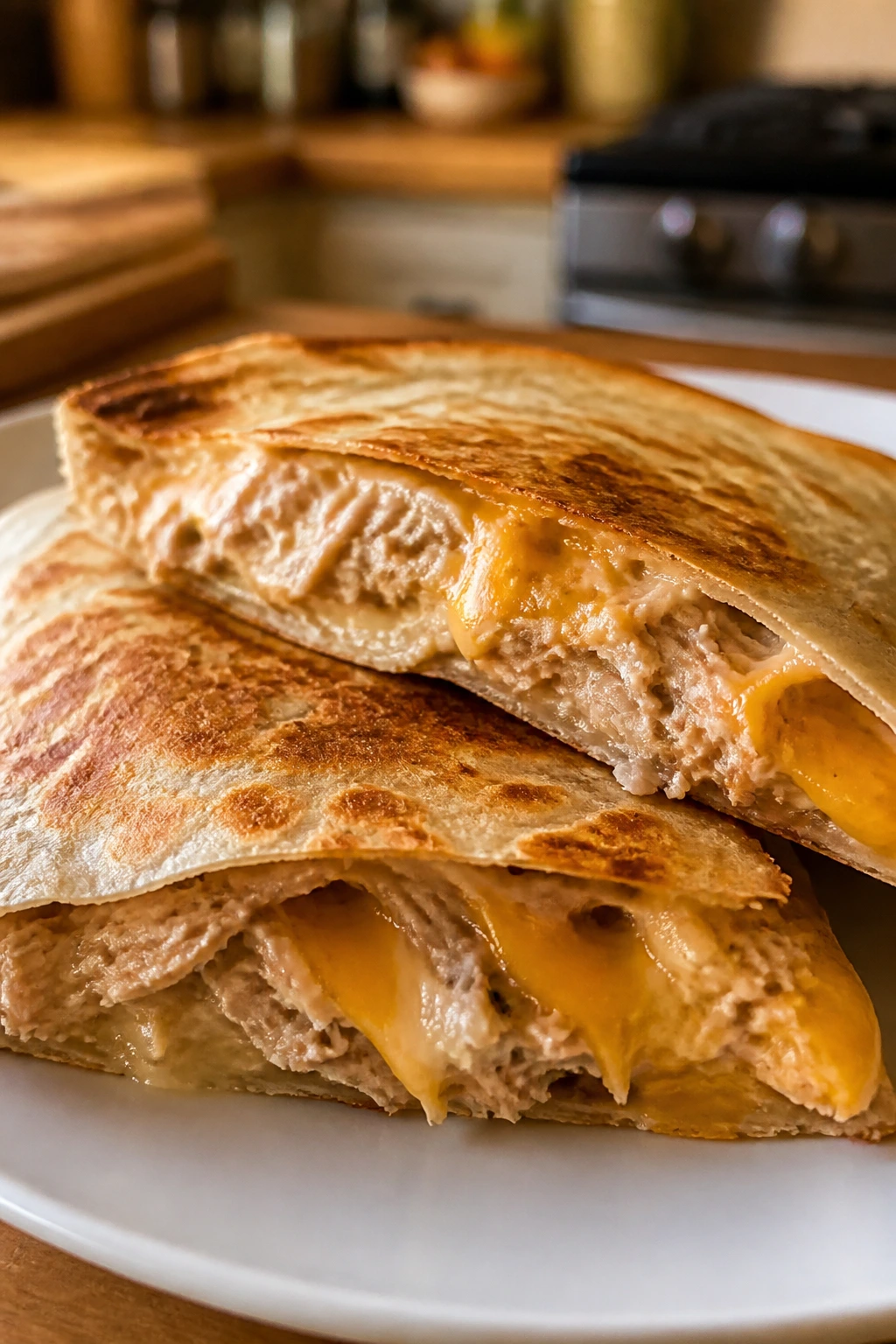Quesadilla with tuna melt on a plate