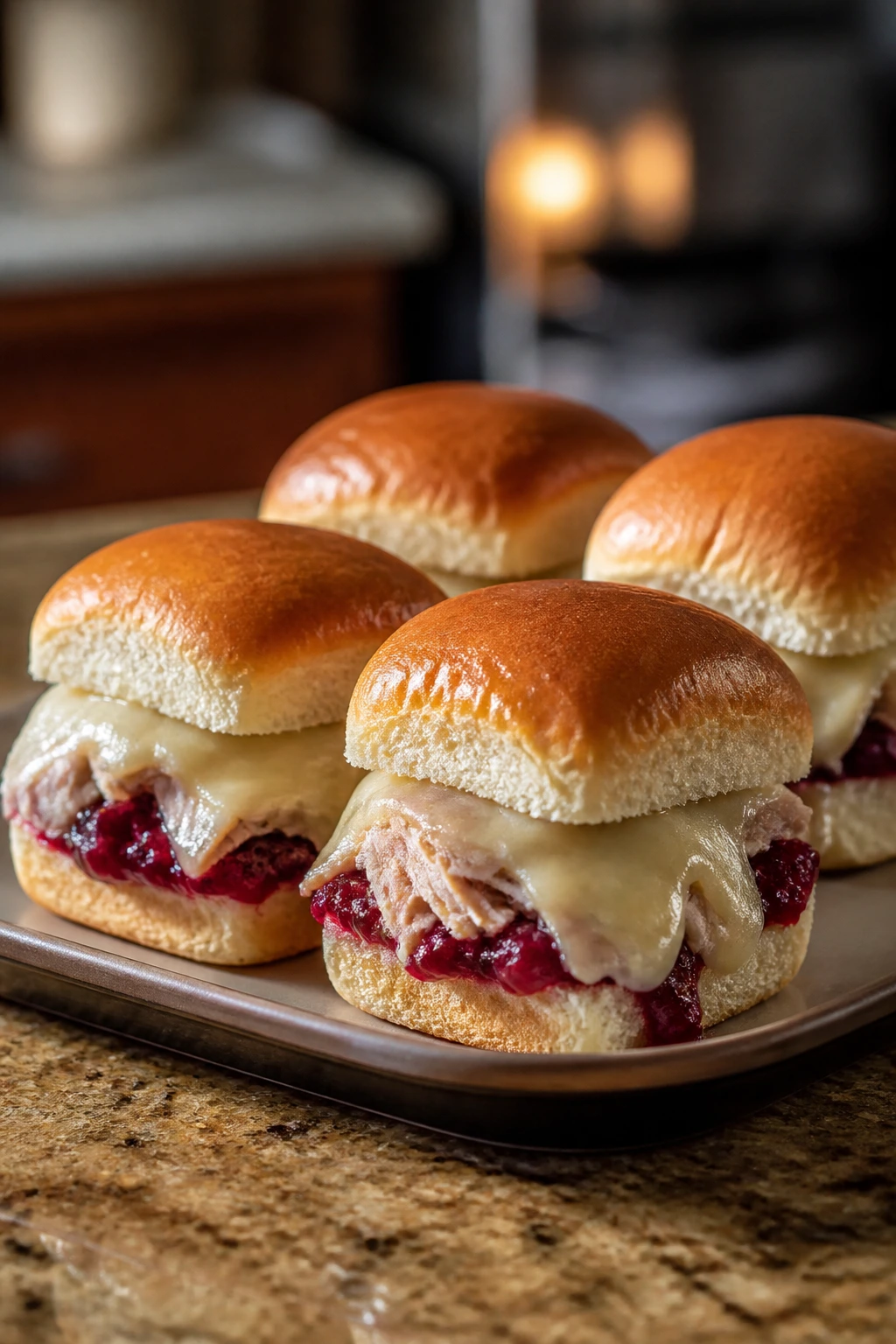 Turkey cranberry mini sliders on tray