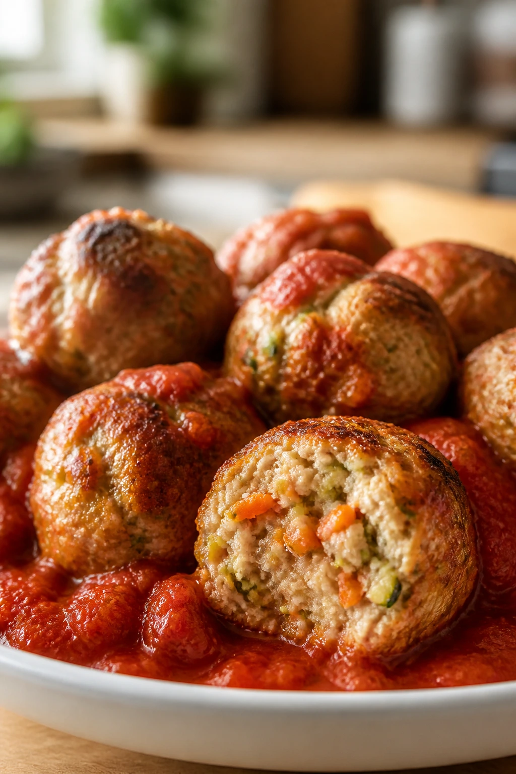 Meatballs with hidden veggies in marinara.