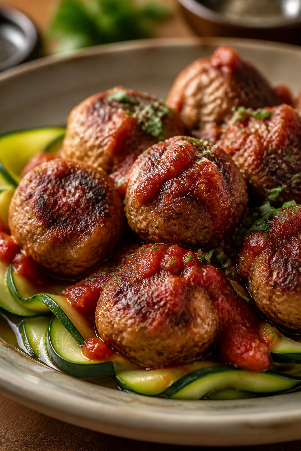 Turkey meatballs in marinara with zucchini