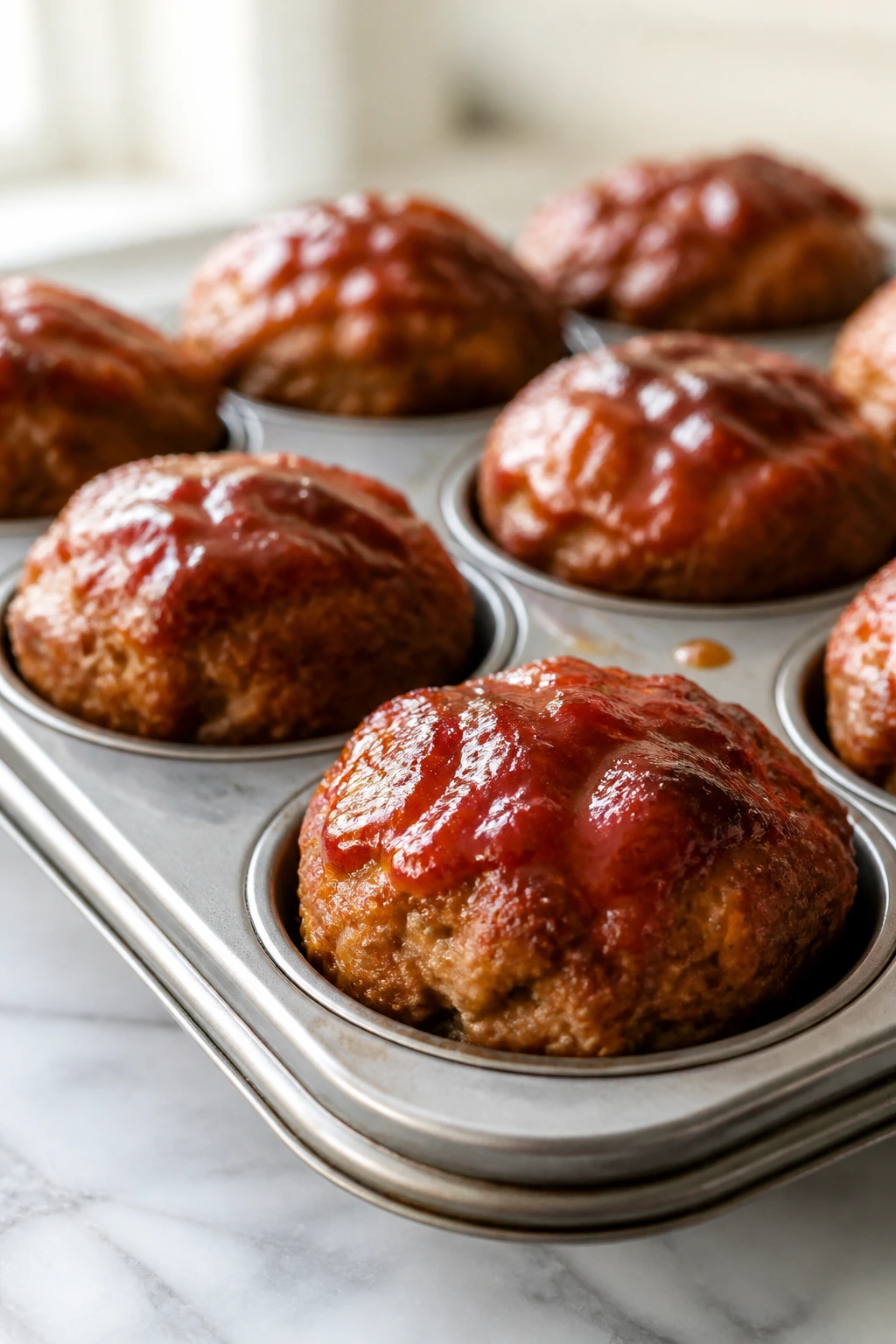 Turkey meatloaf muffins in a muffin tin