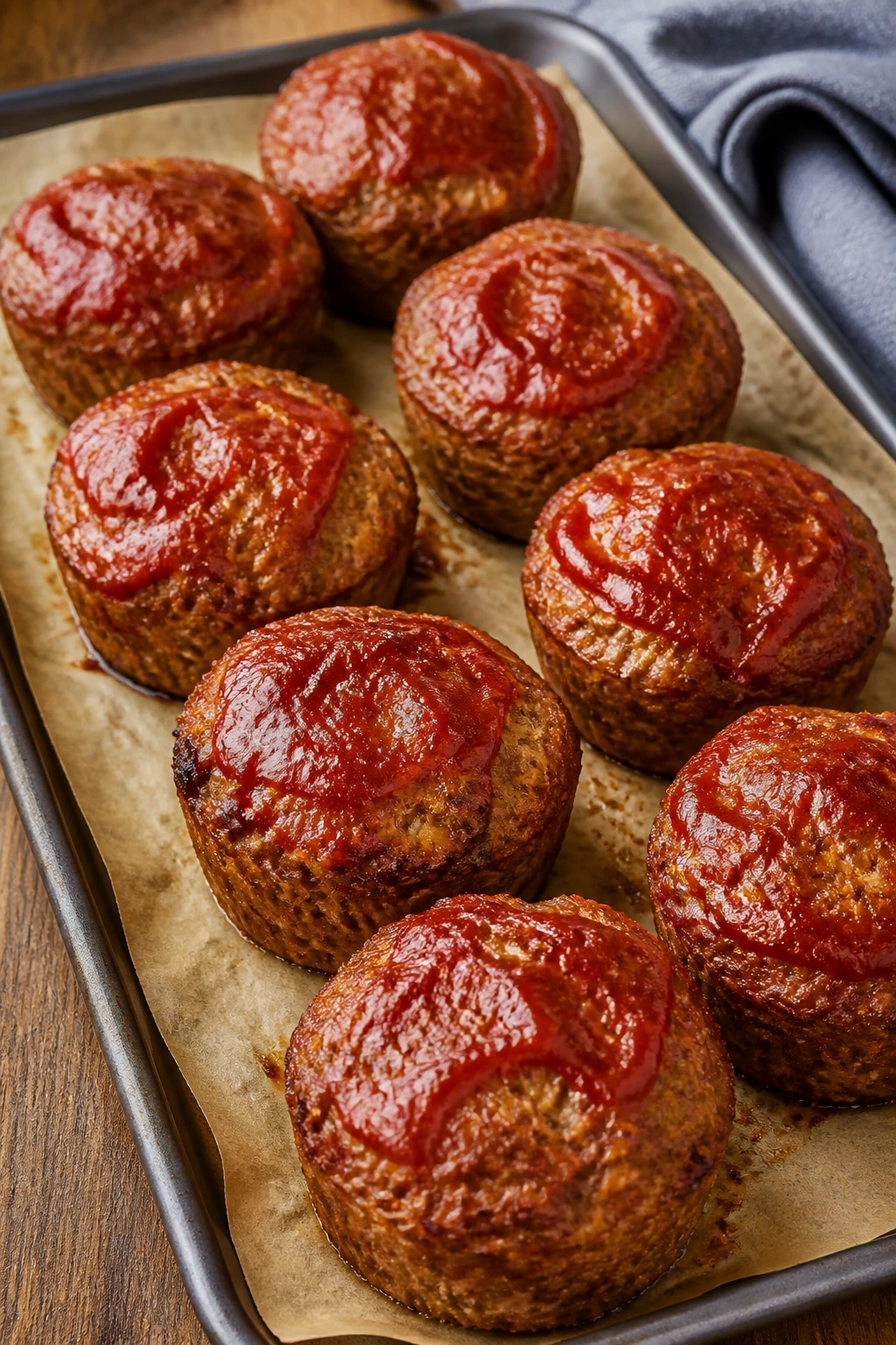 Close-up of Turkey Meatloaf Muffins with glaze