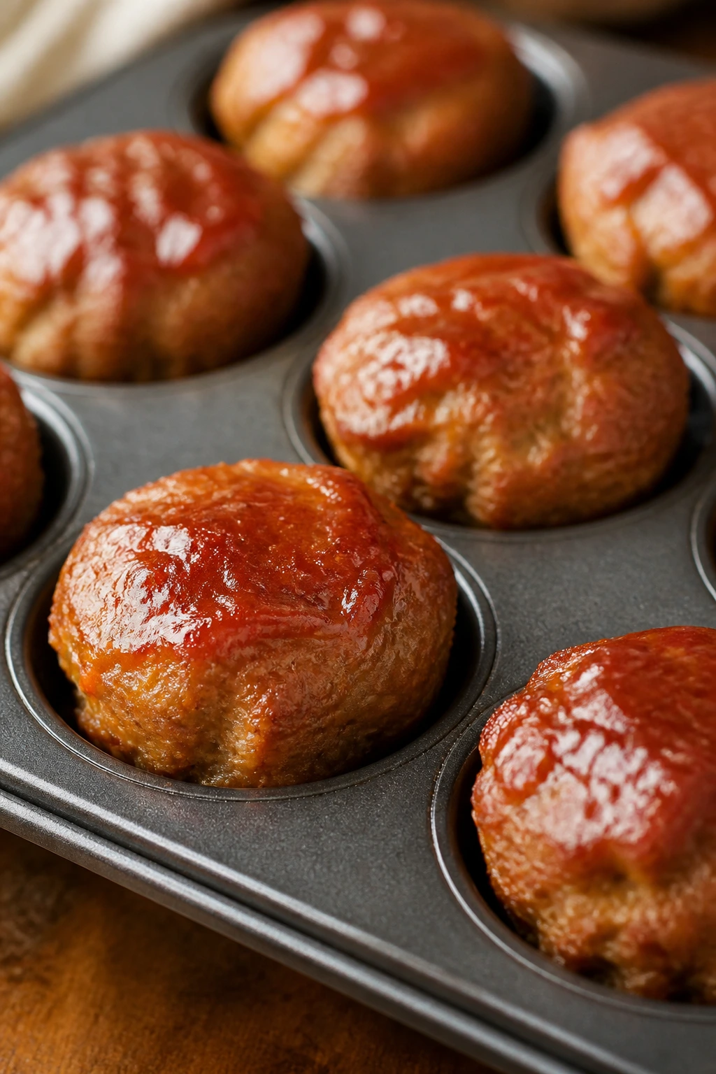 Mini turkey meatloaf muffins in muffin tin