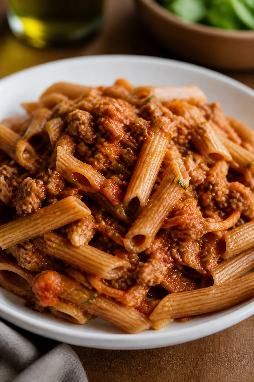 Pasta with turkey meat sauce and hidden vegetables