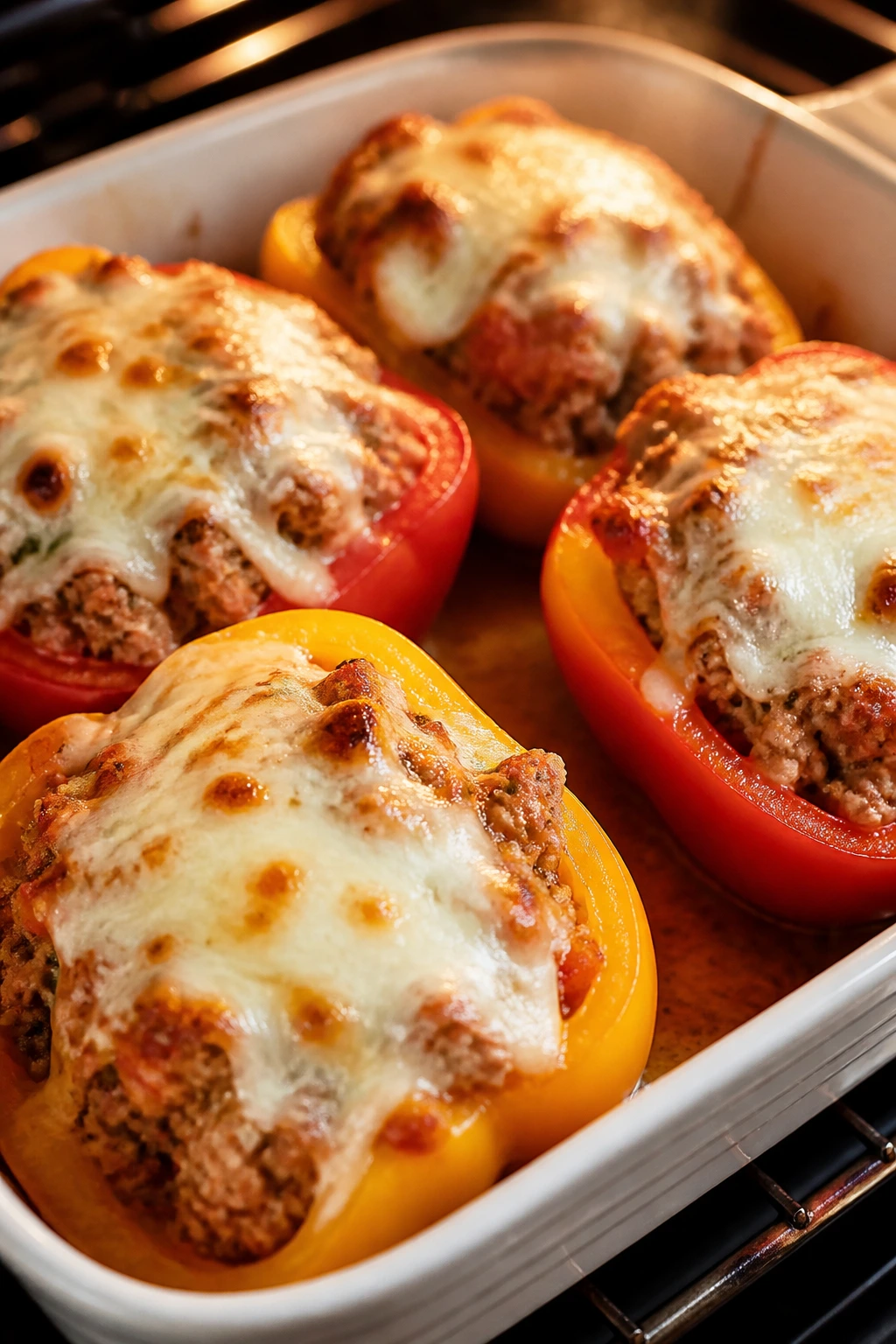 Stuffed bell peppers with turkey and mozzarella