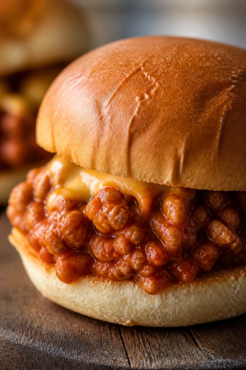 Turkey Sloppy Joe slider on a bun with glossy sauce