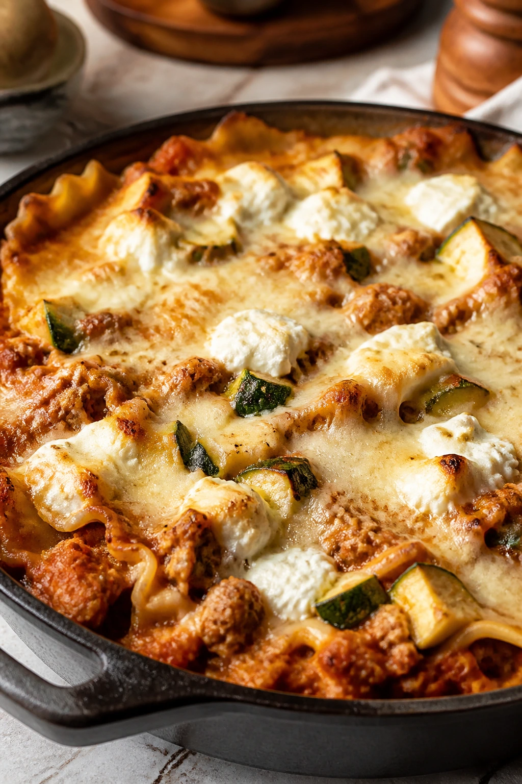 Skillet lasagna with turkey and zucchini