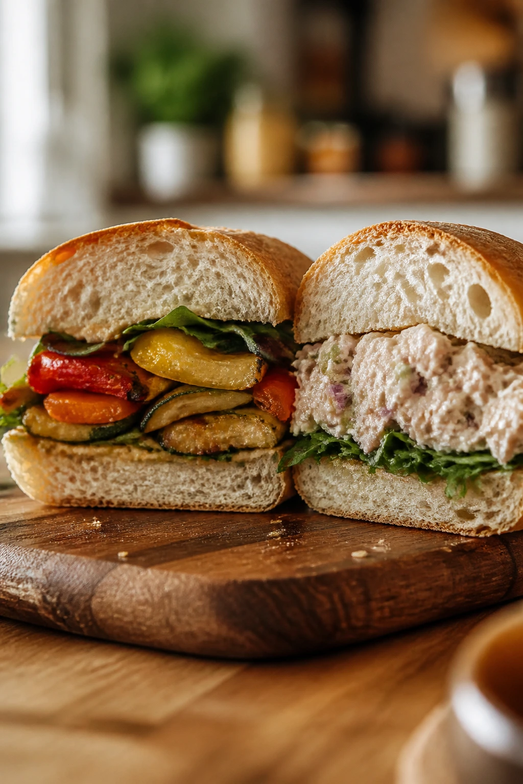 Cross-section sandwich showing two different fillings