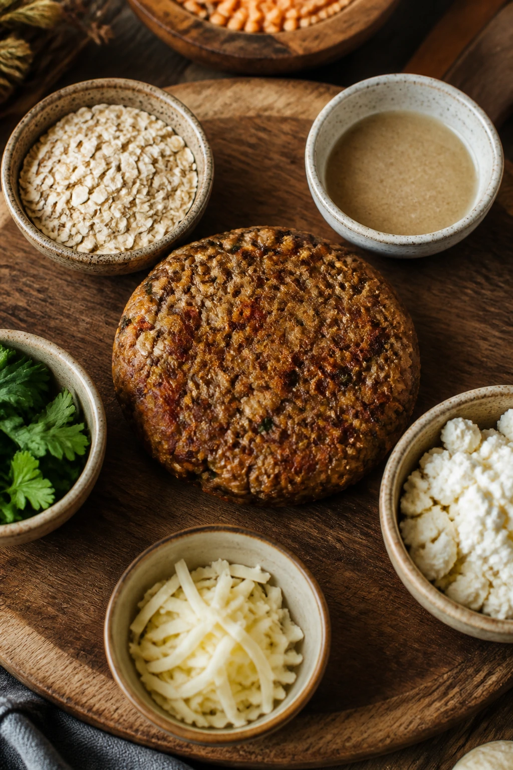 Lentil burger with variations and adaptions around it