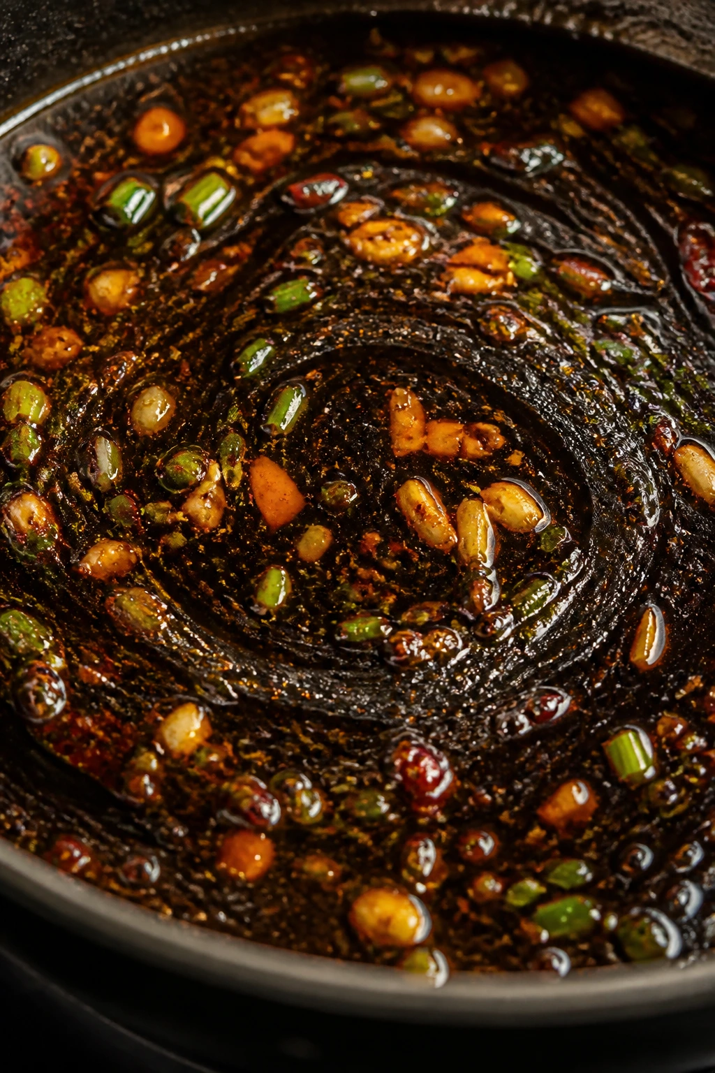 Glossy sauce swirl suggesting variations and alternatives
