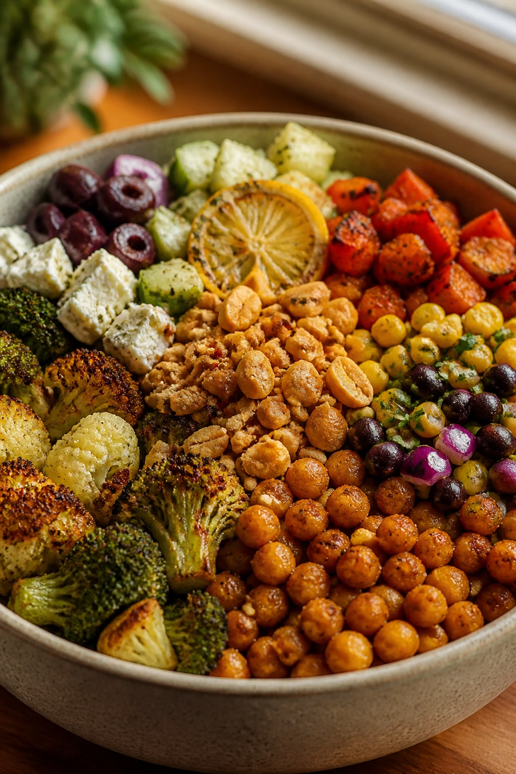Bowl with varied toppings showing crunch variations