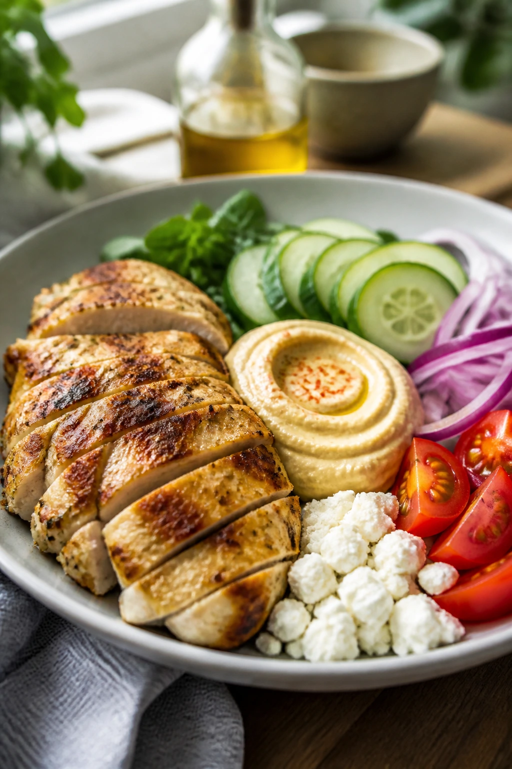 Colorful lean plate showing varied components to illustrate meal variations