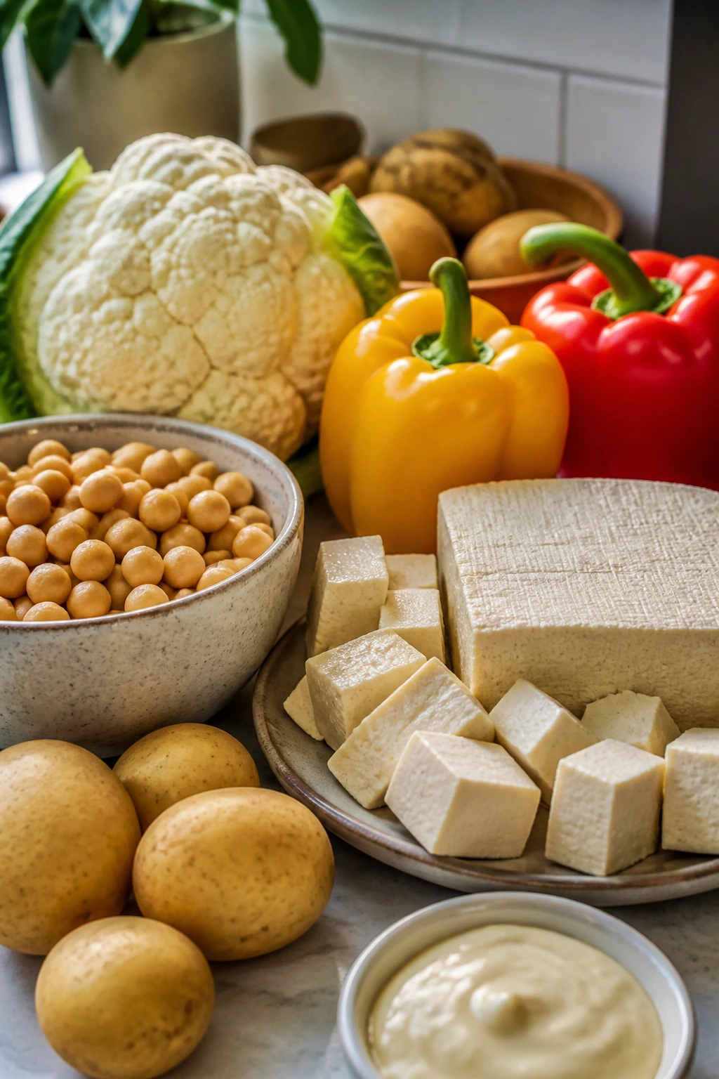 Close-up display of sturdy vegan ingredients for smart shopping