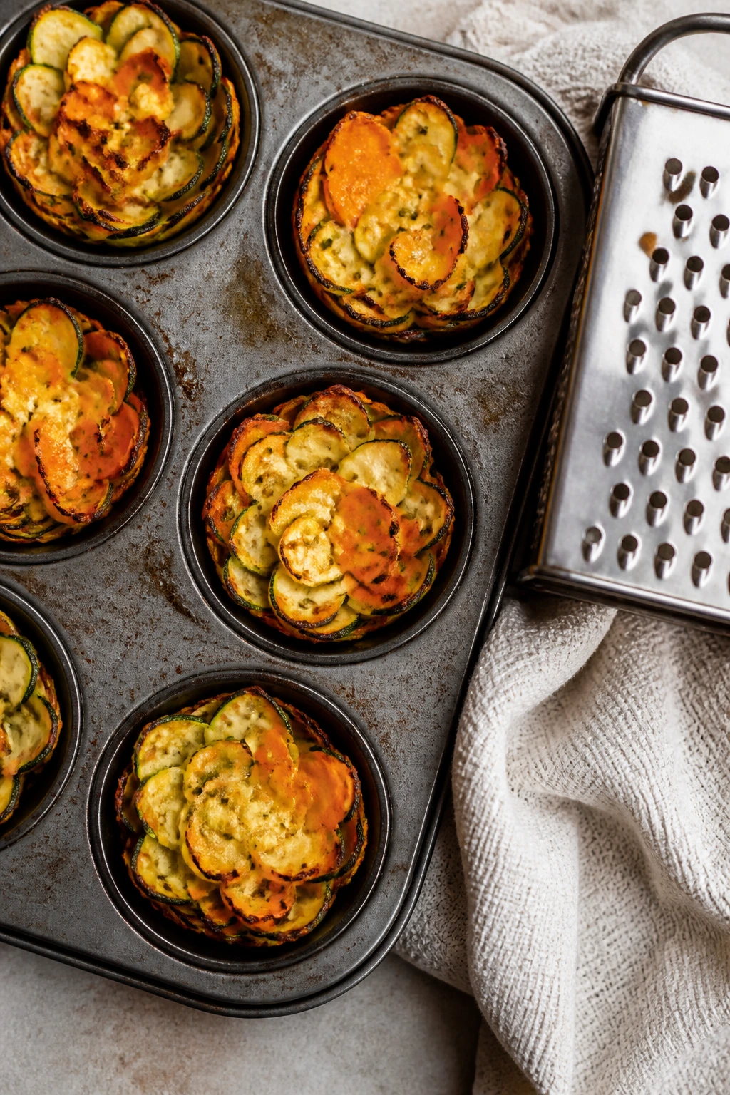 Flower bites in muffin tin ready to bake