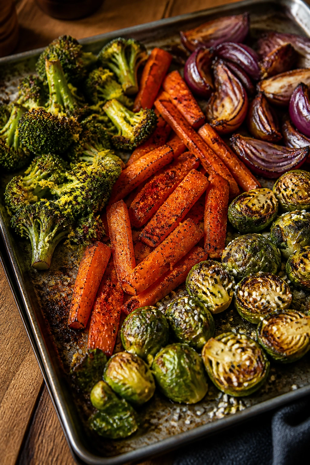 Tray of vegetables with lemon zest, paprika, and sesame finish variations