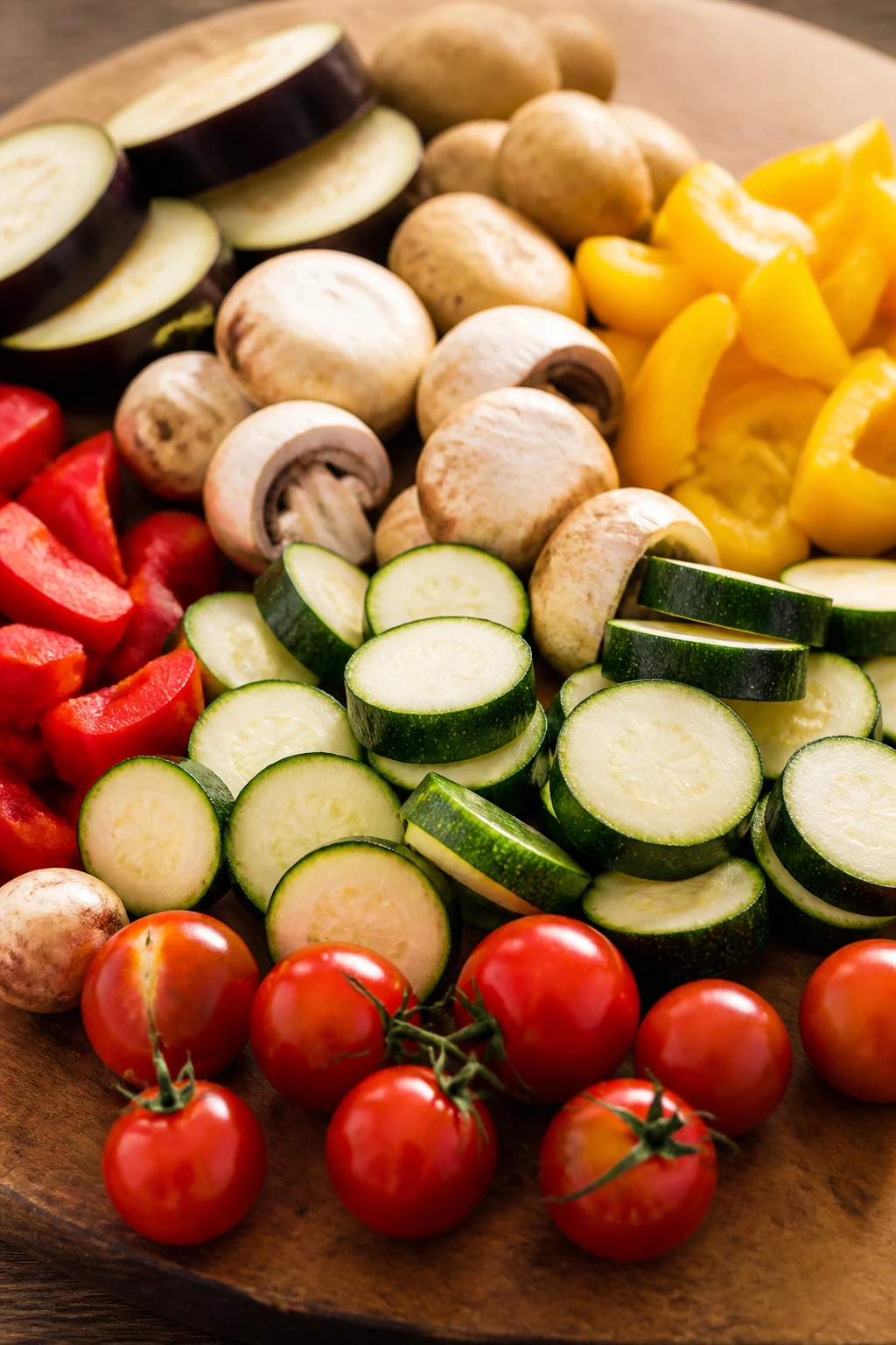 Colorful vegetables arranged on a cutting board for smart shopping tips