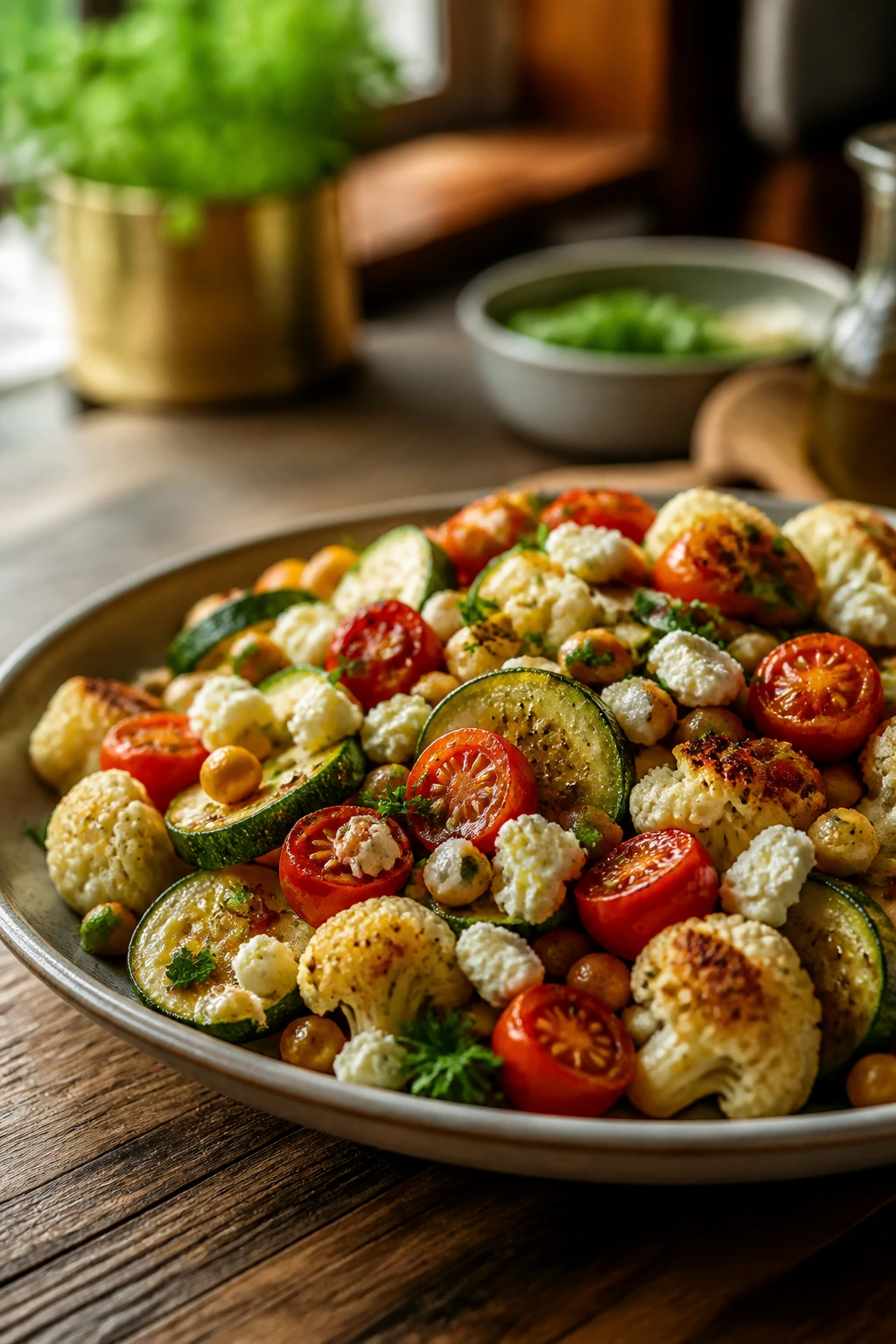 Colorful plated vegetable-forward dish representing varied dinner styles