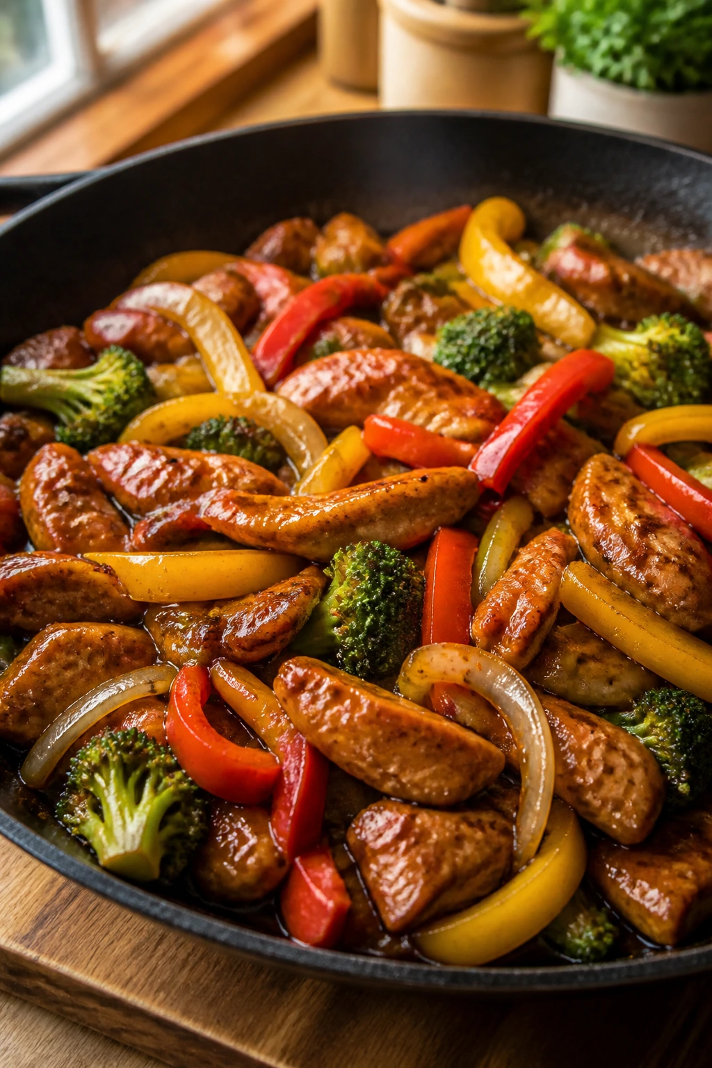 Close-up of a weeknight dinner in a warm kitchen illustrating budget-friendly, quick rotation meals
