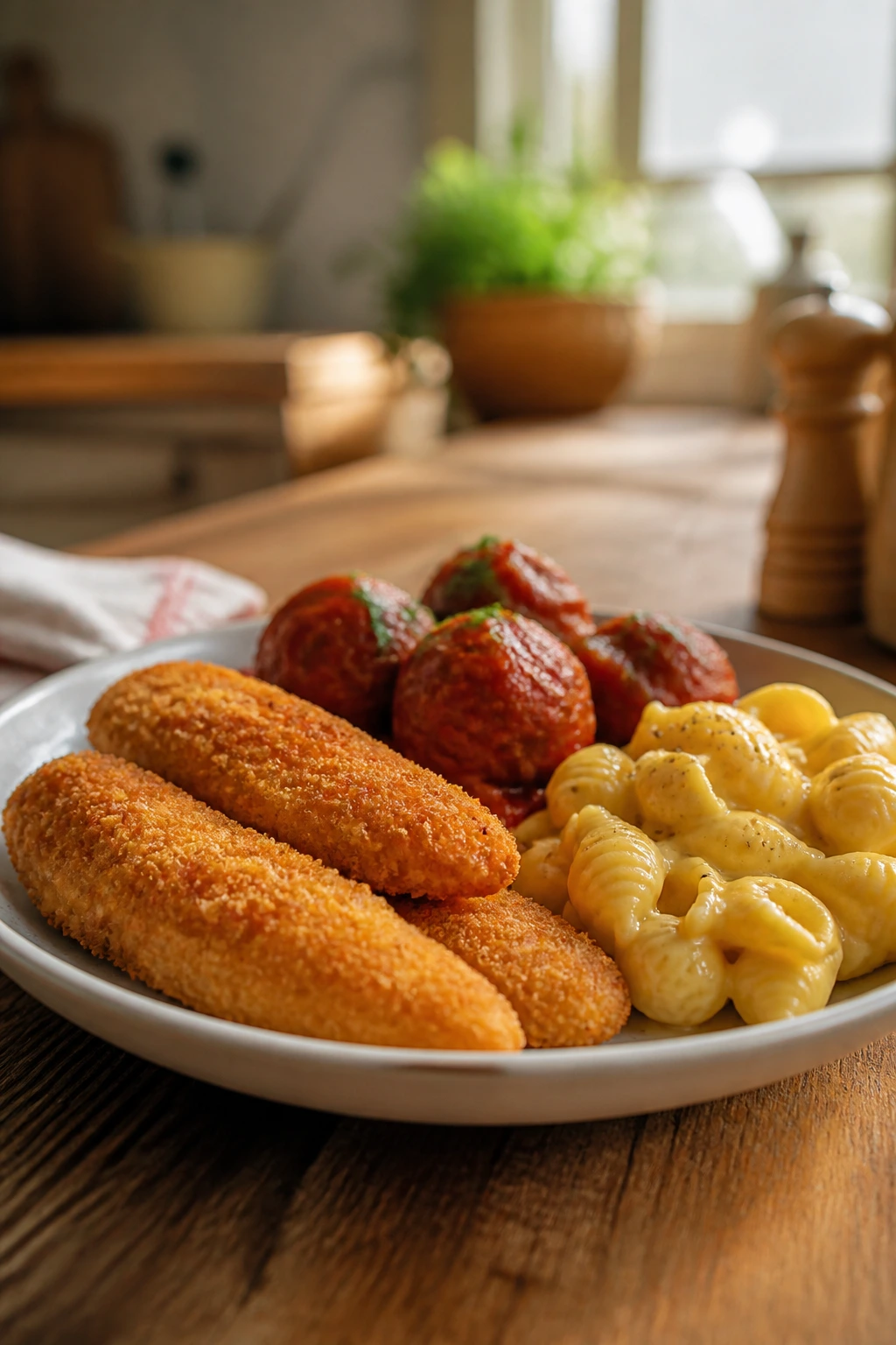 Plate of familiar kid-friendly shapes suggesting weeknight dinners