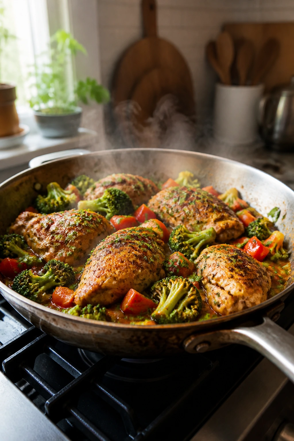 Skillet dinner on stove for weeknights