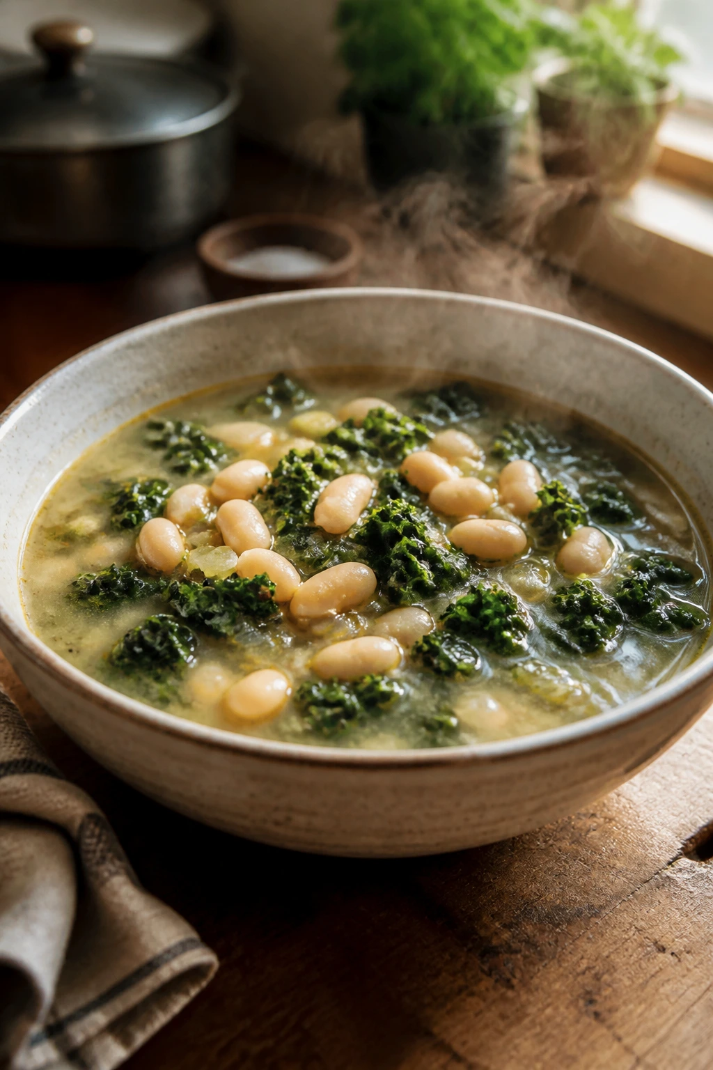 White bean and kale soup with cannellini beans and kale