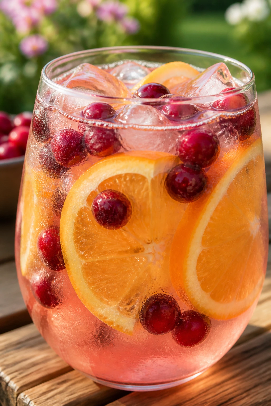 Close-up of white grape berry sangria mocktail in a glass