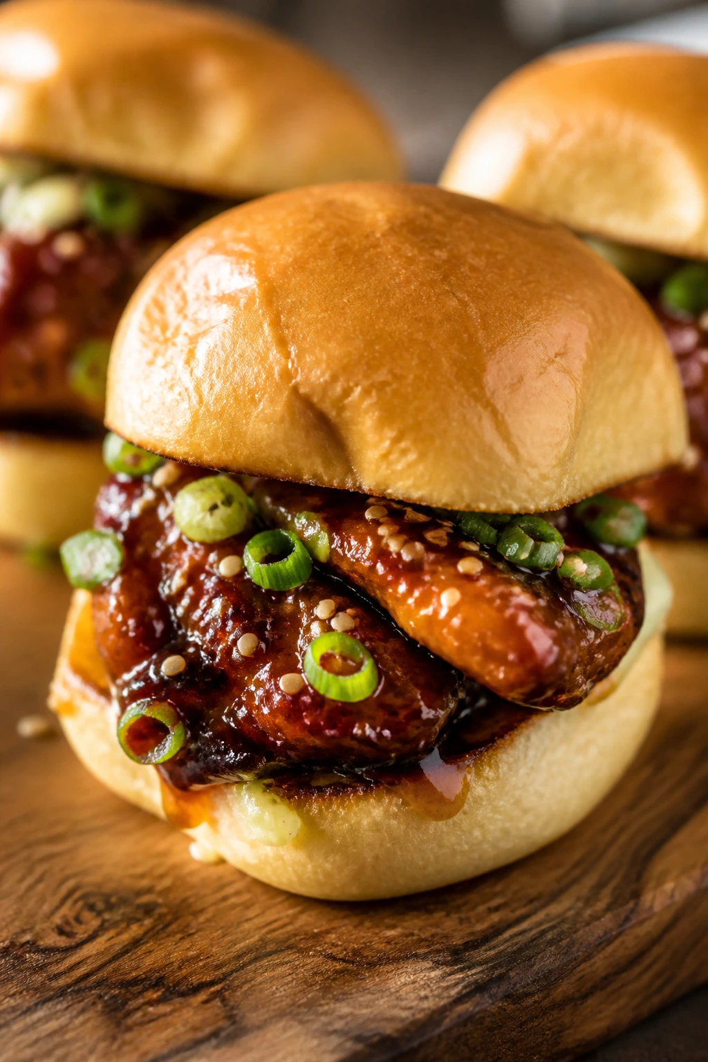 Close-up of a Yakitori Chicken Slider with glossy glaze
