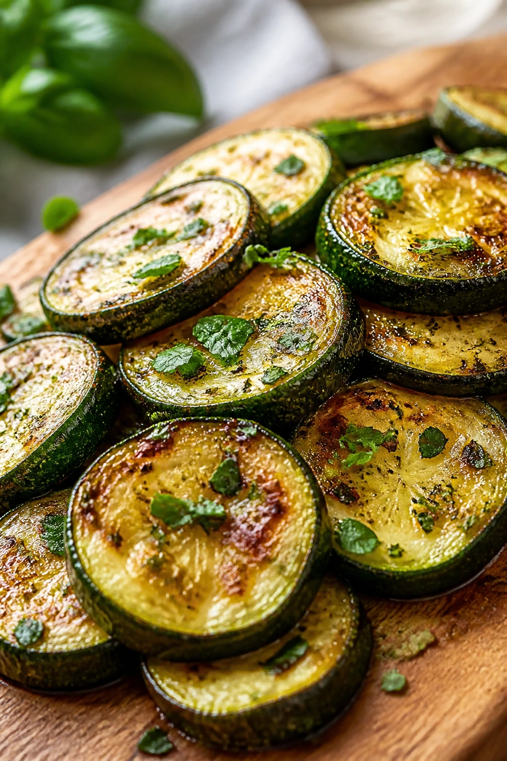 Vibrant zucchini slices with herbs prepared properly